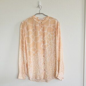 Equipment Peach and Cream Silk Button-Front Blouse